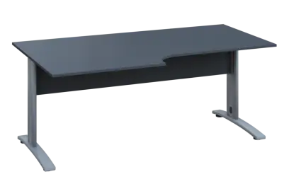 ERK 18 - 188 stůl kancelářský, rohový, levý, kovová podnož stříbrná, deska 18 mm, široký 1800 mm, antracit